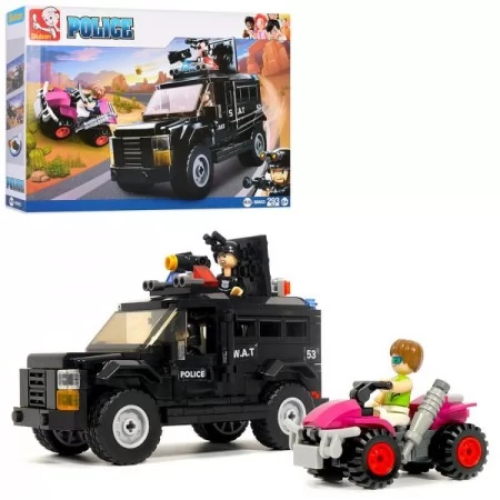 Конструктор SLUBAN M38-B0653 полиция, машина,квадроцикл,фигурки, 293дет,в кор-ке