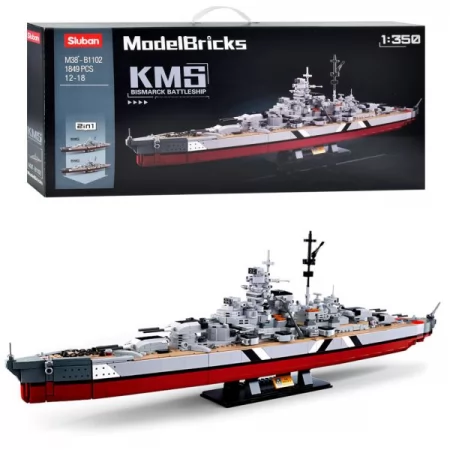 Конструктор SLUBAN M38-B1102 військовий корабель (лінкор),1:350,1849дет, в кор-ці, 80,5-38-9см