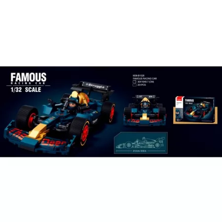 Конструктор SLUBAN M38-B1528 гоночная серия, машина, 1:32, 21,6см, фигурка, 251дет, в корочке, 30-19-7см