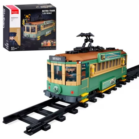 Конструктор SLUBAN M38-B1531 городская серия, ретро трамвай, 45см, 1:35, фигурки, 560дет, в коробке, 30-28,5-12см