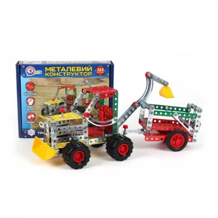  Конструктор металл "Трактор с прицепом" 4876 "Technok Toys" 265 деталей, в коробке