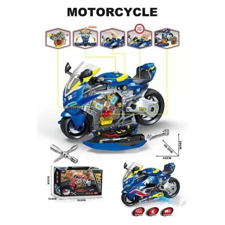 Конструктор мотоцикл BabyToys D 002-4 со звуком и светом