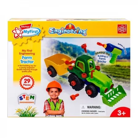 Набор для сборки Edu-Toys Трактор с инструментами 29 деталей JS030