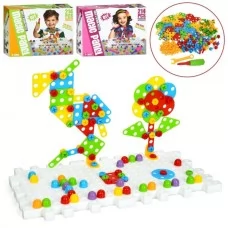 Мозаика BabyToys 666-61-62 с болтами и инструментами 214 деталей