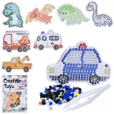 Мозаика трубчатая BabyToys CT-0023K-N динозавры и транспорт, 8 видов, с пинцетом