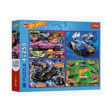 Пазлы 4 в1 Trefl Hot Wheels Гоночный автомобиль, 4 х 250 деталей 13312