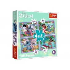 Пазл 4 в 1 Trefl Disney Stitch Crazy Day 34633
