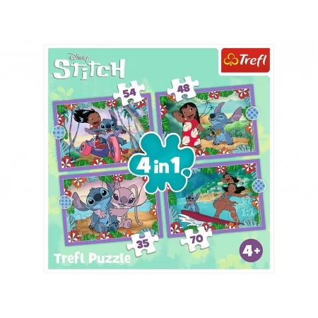 Пазл 4 в 1 Trefl Disney Stitch Crazy Day 34633 Пазл 4 в 1 Trefl Disney Stitch Crazy Day 34633