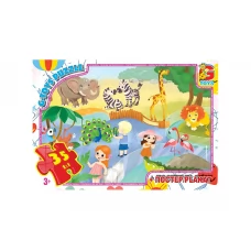 Пазлы картонные Учимся с удовольствием Зоопарк, 35 элементов, G-Toys GF08