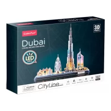 Тривимірна головоломка-конструктор CITY LINE З LED ПІДСВІТКОЮ ДУБАЙ Cubic Fun L523h