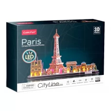 Тривимірна головоломка-конструктор CITY LINE З LED ПІДСВІТКОЮ ПАРИЖ Cubic Fun L525h
