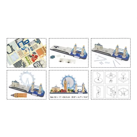 Тривимірна головоломка-конструктор CITY LINE з LED підсвіткою Лондон Cubic Fun L532h