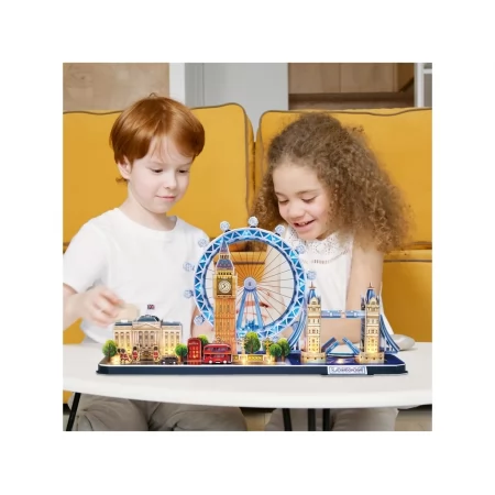 Тривимірна головоломка-конструктор CITY LINE з LED підсвіткою Лондон Cubic Fun L532h