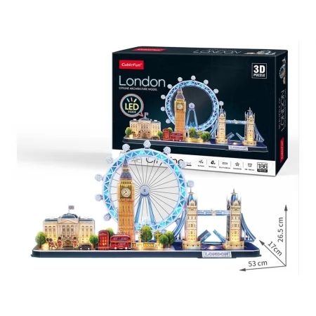 Тривимірна головоломка-конструктор CITY LINE з LED підсвіткою Лондон Cubic Fun L532h
