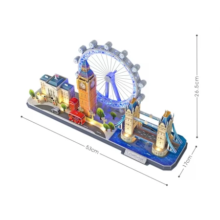 Тривимірна головоломка-конструктор CITY LINE з LED підсвіткою Лондон Cubic Fun L532h