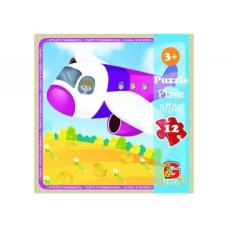 Пазлы картонные Самолет, 12 элементов, G-Toys LT02