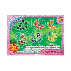 Пазлы картонные Считаем фрукты и ягоды от 1 до 10, 27 элементов, G-Toys