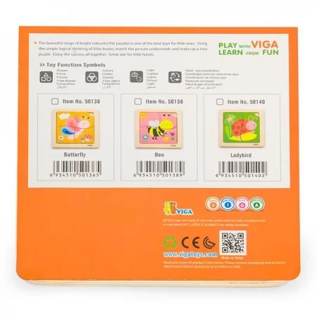 Деревянный пазл Viga Toys Бабочка 4 элемента для малышей