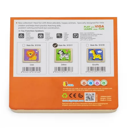Деревянный мини-пазл Viga Toys Зебра, 4 эл. Деревянный мини-пазл Viga Toys Зебра, 4 эл.