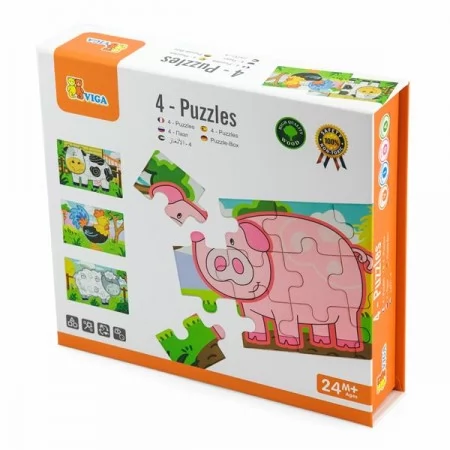 Деревянный пазл Viga Toys Ферма 4 в 1, 48 эл. Деревянный пазл Viga Toys Ферма 4 в 1, 48 эл.