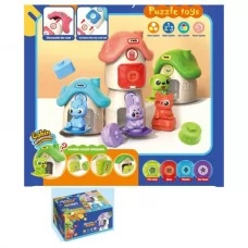 Игра 805-3 домики 12-11-8см 4шт, животные на подставке(пазл) 4шт, открываются двери, в коробке, 22,5-11,5-16,5см