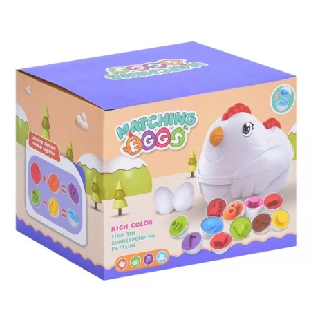Игра DF18-9-20 курочка 22см, каталка, яйцо-пазл, 12шт, 3 вида, в кор-ке