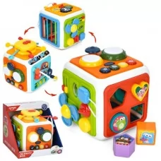 Игра HE0556 куб, бизикуб, 20-17-16см, музыка, свет, спинер, сортер (4фигуры), шестерни, грань-резинки, ракета трещотка, часы, прорезыватель, пищалка
, подвижные детали, 2 режима громкости, на бат-ке, в кор-ке, 22-2