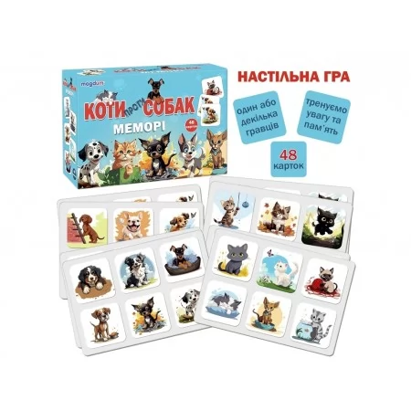 Игра настольная Мемори Кошки против собак Magdum ME5032-24 Игра настольная Мемори Кошки против собак Magdum ME5032-24