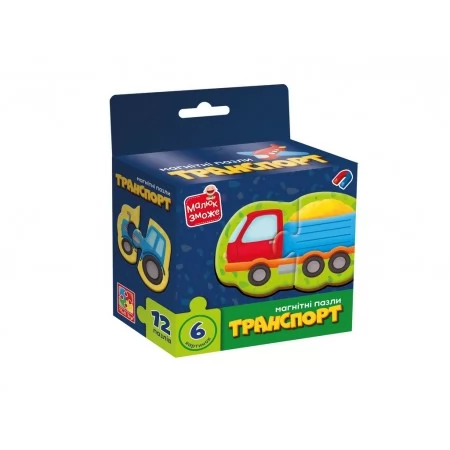 Игра развивающая магнитные пазлы Транспорт, Vladi Toys, 12 элементов, 6 фигур VT1733-02