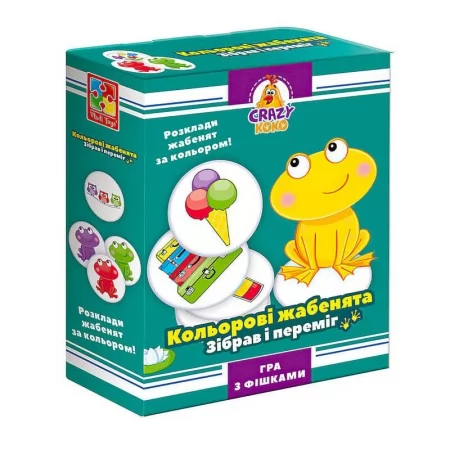 Гра настільна розважальна Crazy Koko "Кольорові жабенята" VT8025-06 "Vladi Toys", в коробці