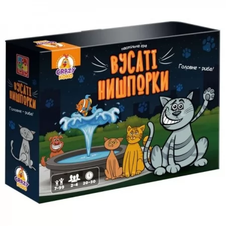 Гра настільна Vladi Toys маршрутна. Вусаті нишпорки VT8055-44 (укр) 27 x 6 x 20см ,
Комплектація: гральне поле, 16 жетонів, 4 фігурки котів, 4 підставки, гральний кубик, правила гри.