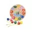 Деревянная развивающая игрушка 2 в1 MD 0766, часы, шнуровка, 3 вида