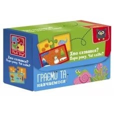 Пазлы Найди пару, Времена года, Чьи следы? Кто спрятался, Vladi Toys VT5003-04