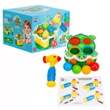  Іграшка для розвитку "Веселий молоточок" 3342 "Technok Toys", світлові та звукові ефекти, 4 кульки, молоточок, основа у вигляді черепашки, в коробці