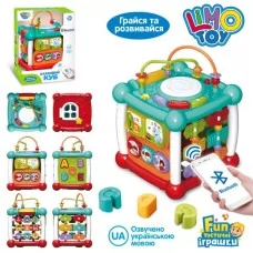 Игра FT 0004 куб, 20-26-19,5см, аккум, Bluetooth, обучающий,муз-зв(укр), свет, сортер (фигурки), шестеренки, 2 режима громкости, USBшнур, в кор-ке