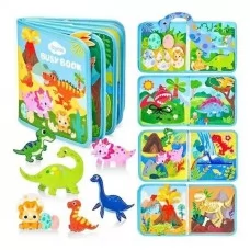Мягкая книжка-бизиборд BabyToys динозавры с липучками