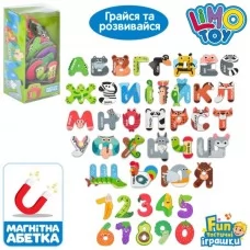 Набор магнитный FT 0051 буквы и цифры (УКР), названия животных на укр.языков, картон, в слюде
