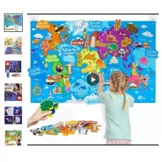 Интерактивный плакат карта мира BabyToys 179138 с липучками
