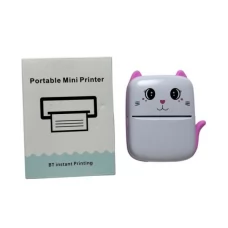 Принтер A9 mini, портативний принтер, кіт, 11-9-4см, акум., USB зарядне, папір, 2 кольори, в кор-ці, 9-12-5см