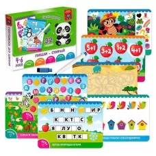 Развивающие карточки пиши-стирай Панда Vladi Toys 16 шт