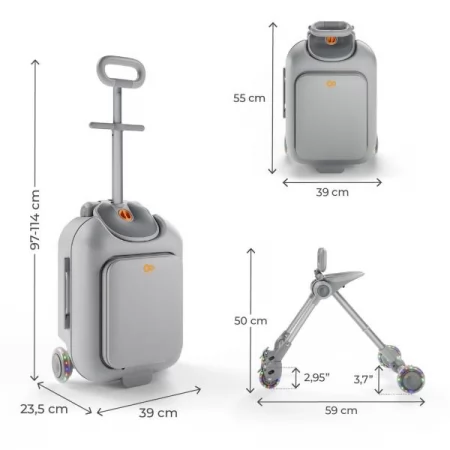 Детский чемодан-каталка Kinderkraft Cabby Grey KACABB00GRY0000