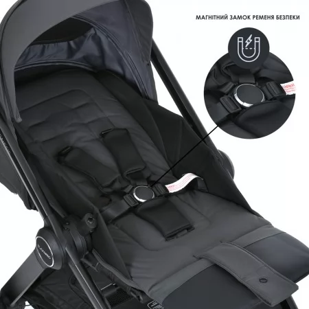 Коляска детская 2в1 ME 1126 GENESIS Asphalt Gray люлька+прогул.блок, дождевик, моск.сетка, сумка, алюмин, серый
