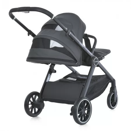 Коляска детская 2в1 ME 1126 GENESIS Asphalt Gray люлька+прогул.блок, дождевик, моск.сетка, сумка, алюмин, серый