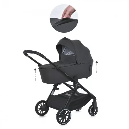 Коляска детская 2в1 ME 1126 GENESIS Asphalt Gray люлька+прогул.блок, дождевик, моск.сетка, сумка, алюмин, серый
