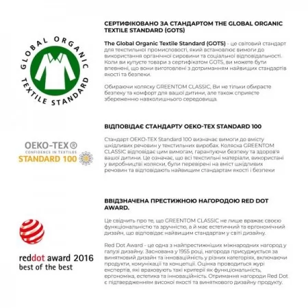 Прогулочная коляска Greentom Classic серый, белый Прогулочная коляска Greentom Classic серый, белый