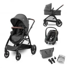 Универсальная коляска 3 в 1 Maxi-Cosi Zelia S Trio с автокреслом CabrioFix S i-Size и сумкой темно-серый 