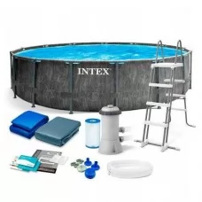 Intex Басейн каркасный круглый 26744 NP сходи, насос-фільтр, 549 x 122 см 5 678 л/год, драбина, тент, підстилка 