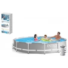 Intex Басейн каркасний 26712 NP від 6 років з вбудованим насосом 220-240V, розмір 366x76 см, об'єм води - 6503 л, фільтр, в коробці