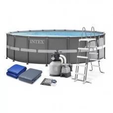 Intex ПОШКОДЖЕНЕ ПАКУВАННЯ Бассейн каркасный 26326 NP 488 x 122 см 4 500 л/ч, насос 220V, лестница, тент, подстилка 