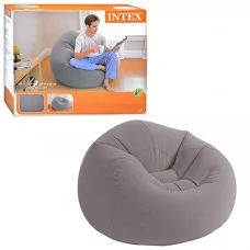 Надувное кресло Intex 68579 велюр серое удобное Надувное кресло Intex 68579 велюр серое удобное